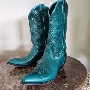Turquoise Leather Boots
